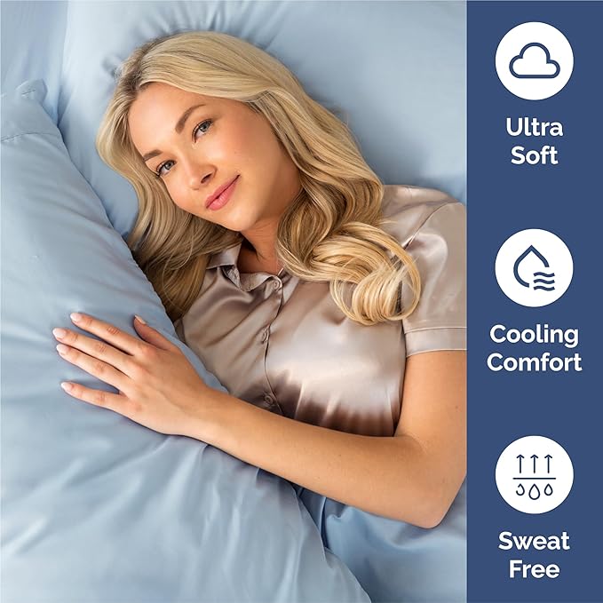 Cal King 6 Piece Sheet Set - Cooling & Breathable Bed Sheets - Hotel Luxury Bed Sheets for Women, Men, Kids & Teens - Deep Pocket Bedding w/Easy Fit - Soft & Wrinkle Free - Cal King Sky Blue Sheets