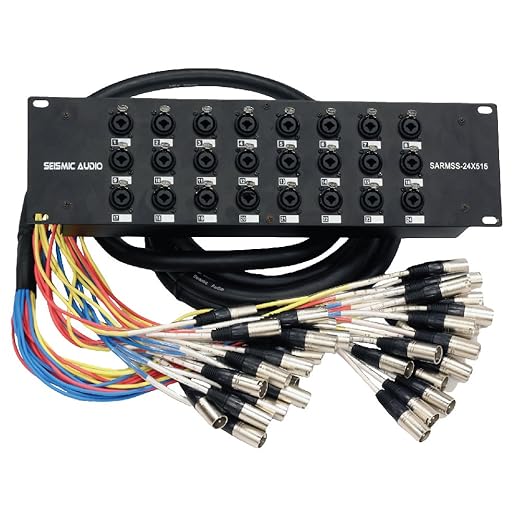 Seismic Audio SARMSS-24x515 Rack Mount 24 Channel XLR TRS Combo Splitter Snake Cable - 5' & 15' XLR trunks