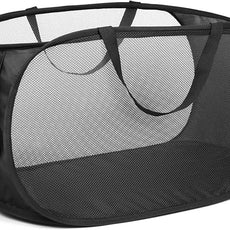 4 Pack Collapsible Laundry Baskets, Foldable Laundry Basket with Pocket, Durable Pop Up Hampers, Reinforced Handles Dirty Clothes Hamper for Laundry, Bedroom, Bathroom, Dorm, Travel or Camping Black