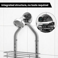 Shower Caddy Hanging (Silver), Adjustable Anti-Swing-Over The Shower Head Caddy, 3 Tier Height Bathroom Storage Organizer Bathroom Shelves Basket Rack Shower Caddies (3Tier)