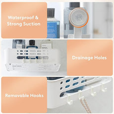 Lifewit Shower Caddy Suction Cup, 12.4inch Large Removable Shower Shelves for Inside Shower, NO-Drilling Bathroom Organizers and Storage Rack for Shampoo Strong Vacuum Suction, 2 Pack