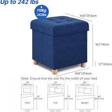 BRIAN & DANY Small Ottoman with Storage, Foot Stool Ottoman Storage Cube, Foot Rest for Couch with Legs, Navy Blue 14.8
