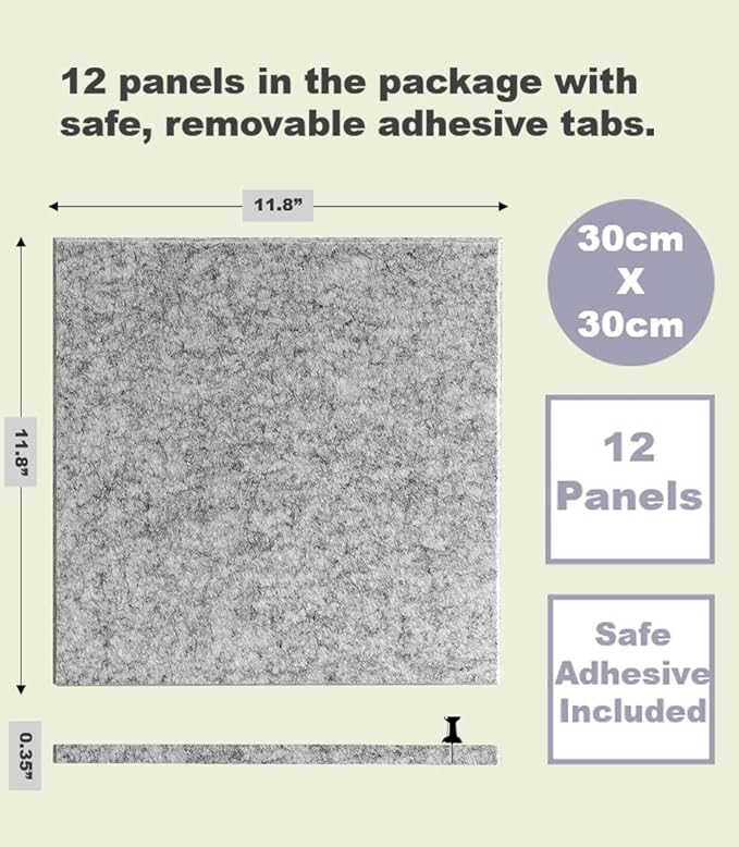 Large Cork Board Alternative | Cork Boards Cork Tiles for Walls | Aesthetic Felt Bulletin Board Pin Board for Office, Home & Classroom | Felt Wall Tiles (12-Pack) | Marble