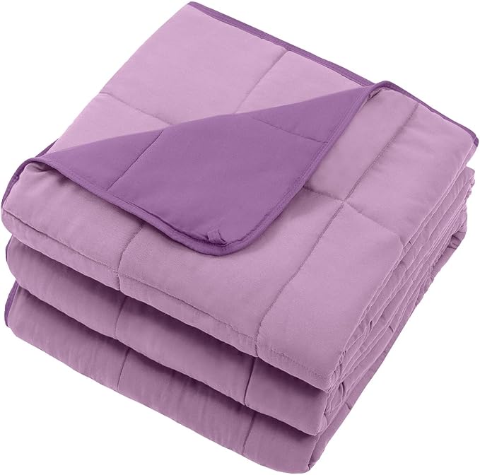 Purple Weighted Blanket for Adults 15lbs, 60"x80", Queen Size Cooling Heavy Throw Blanket for 120-160lbs, Microfiber Soft Thick Big Blankets Weighted Comforter Gift for Sleeping