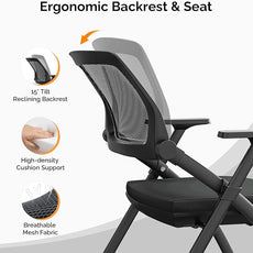 VINGLI 1 Pack Stackable Conference Room Chairs with Wheels, Folding Office Chair with Rebound Back, Padded Seat for Training Room, Guest, Reception, Event, Capacity 350lbs, Black