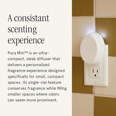 Pura Mini Smart Fragrance Diffuser for Small Spaces Adjustable Smart Home Device with LED Light & Automatic Vial Detection - Includes 1 Scent Refill; White Tea no.1