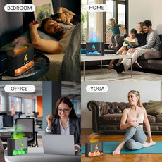 Fireplace Flame Diffuser, Aromatherapy Essential Oil 250ml Himalayan Salt Lamp Cool Mist Ultrasonic Humidifier for Bedroom,Office,Home, Auto Shut-Off, Night Light (Black), (M23)