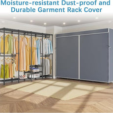 VIPEK V40C Covered Clothes Rack Heavy Duty Clothing Rack with Cover, Custom Freestanding Closet Portable Wardrobe Closet for Bedroom, Large Black Coset Rack with Grey Oxford Fabric Cover