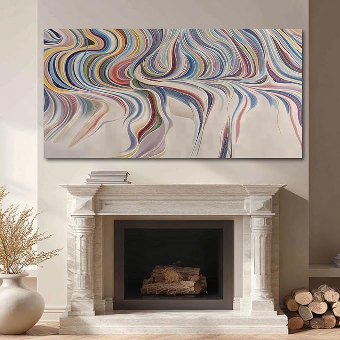 YETHEN WAL Rainbow Swirl Wall Art Colorful Abstract Canvas Prints Modern Fluid Artwork for Living Room Bedroom Office Decor 24x48 Inch
