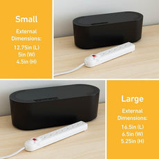 D-Line Cable Management Box, Power Strip Cover, Floor Outlet Hider, Desk Cord Organizer, Hide Extension Leads, 12.75