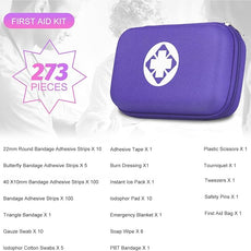 Car-Home Survival First-Aid Kit Emergency-Kit - Purple 273Piece Equipment Travel Supplies First Aid Set Home Essentials Camping Hiking YIDERBO