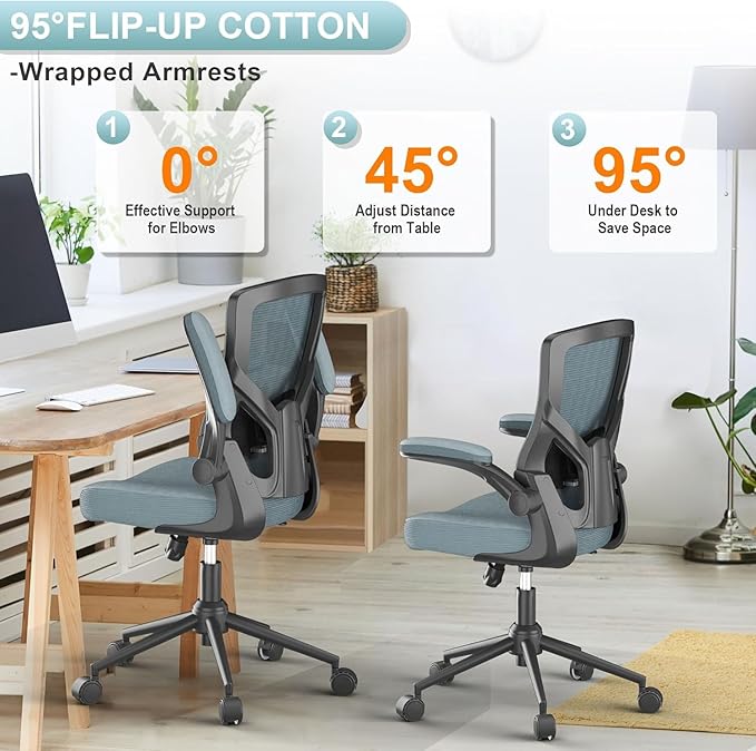 Office Chair, High Back Desk Chair Adjustable Height and Ergonomic Design Home Office Computer Chair Executive Lumbar Support Padded Flip-up Armrest