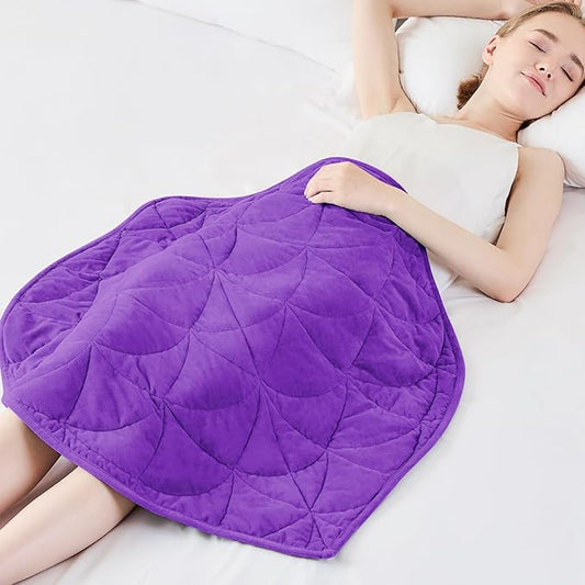 Weighted Lap Blanket 5 lbs for Adults, Luxury Soft Small Weighted Blanket, Compact Portable Weighted Lap Pad for Relaxation, Sleeping, Travel, All-Season Use, Deep Purple, 30" x 40"