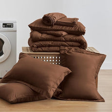Love's cabin Queen Comforter Set Brown, 7 Pieces Queen Bed in a Bag, All Season Bedding Sets with 1 Comforter, 1 Flat Sheet, 1 Fitted Sheet, 2 Pillowcase and 2 Pillow Sham