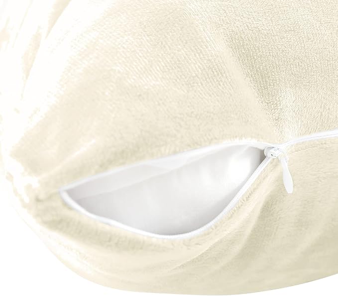 EVOLIVE Soft Micromink, Faux Fur, Faux Suede Body Pillow Cover 21"x54" Replacement with Zipper Closure (21"x54" Body Pillow Cover, Cream)