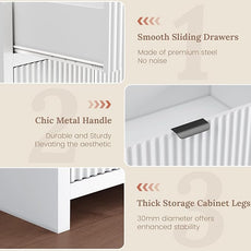 Fluted Sideboard Buffet Cabinet with Storage Drawers, 55