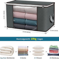 Large Storage Bags, 2 Pack Clothes Storage Bins Foldable Closet Organizers Storage Containers with Durable Handles Thick Fabric for Blanket Comforter Clothing Bedding 90 L