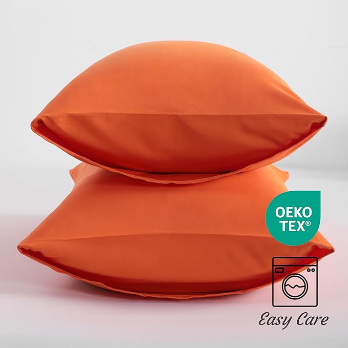 NTBAY King Pillow Cases Set of 2, 2 Pack Brushed Microfiber 20x36 Pillow Cases, Soft, Wrinkle, Fade, Stain Resistant Brunt Orange Pillow Cases with Envelope Closure, 20x36 Inches, Brunt Orange