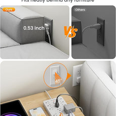 Surge Protector Power Strip - 11 Outlets(1850W/15A) with 6 USB Ports(2 USB C), 10FT Flat Plug Extension Cord, Wall Mount, White, ETL Listed for Home, Dorm Room