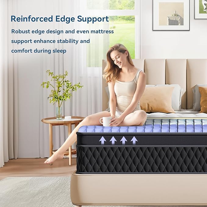 Full Mattress, 10 Inch Hybrid Memory Foam Mattress in a Box, Pressure Relief, Pocket Springs for Motion Isolation, Medium Firm Support, CertiPUR-US Certified, Fiberglass Free