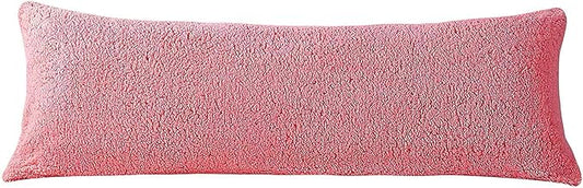 Reafort Ultra Soft Sherpa Body Pillow Cover/Case with Zipper Closure 21"x54" (21"x54" Body Pillow Cover, Pink)