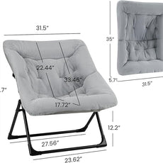 Comfy Saucer Chair for Adults, Soft Faux Fur Bedroom Chair, Accent Dorm Chairs, Flexible Living Room Reading Chairs, Oversized Folding Lounge Seat for Teens, X-Large, Grey