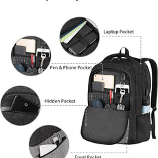 MATEIN 17 Inch Backpack for Men, Professional Work Office Laptop Backpack with USB Charging Port & Trolley Sleeve, Water Resistant Large College Daypack Travel Carry On, Black Grey