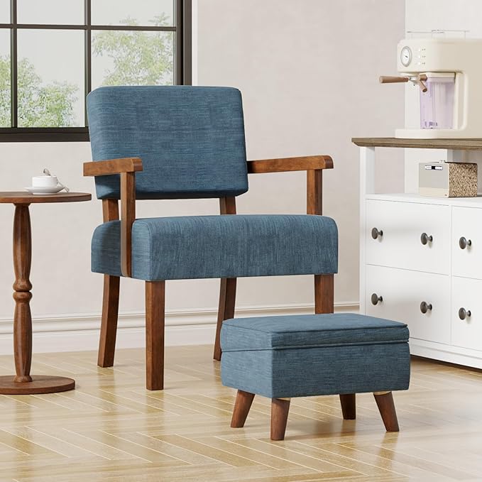 Accent Chair with Wood Frame, Arm Chairs Oversized with Soft Seat and Armrests