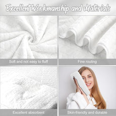 16 Pack Microfiber Bath Towels Bulk 27'' x 60'' Oversized Size Bath Towel Highly Absorbent Extra Large Soft Drying for Shower Beach Winter Salon Sport Gym Party (Wheat,White)