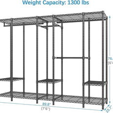 VIPEK V50 Extra Large Portable Closet Rack Bedroom Armoire Freestanding Wardrobe Closet, Heavy Duty Clothes Rack Multi-Functional Metal Clothing Rack for Hanging Clothes, Max Load 1300lbs, Black