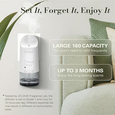 JCLOUD 2025 Plug in Diffuser for Essential Oils, Waterless Scent Diffuser Cover Up to 500 Sq. Ft. for Home, Office, Spa – Portable Smart Wall Diffuser 160ML, White