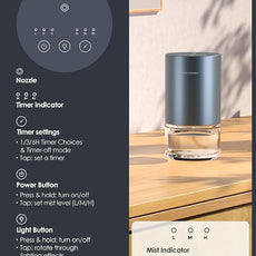 Airversa Essential Oil Diffuser Waterless Aromatherapy Diffusers for Home Large Room, Bedroom, Car, Office, Desk, Battery Operated, Small Diffuser for Pure Scent, 100mL Capacity, AN9 (Gray)