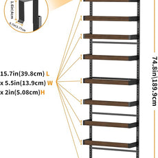 Moforoco Wood 9-Tier Over The Door Pantry Organizer, Wooden Pantry Organization and Storage, Black Hanging Basket Wall Spice Rack Seasoning Shelves, Home & Kitchen