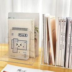 Acrylic File Organizer, 4Sections Clear Desk Organizer for Home Office, Desktop File Folder, Acrylic Mail Organizer Countertop for Notebook, Document and Paper, Clear File Holder,1Pcs