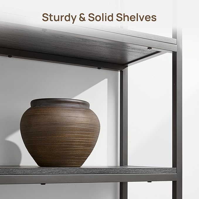 SICOTAS Fluted Book Shelf with Doors - 75" Tall Bookshelf with Storage 6 Tier Large Bookcase with Bottom Cabinet - Modern Metal Book Case for Living Room, Home Office, Bedroom, Kitchen, 3 Pieces