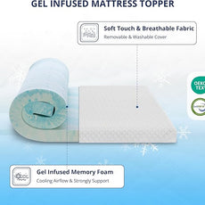 2 Inch Gel Memory Foam Mattress Topper Cal King Size, Cooling Bed Topper for Pressure Relief with Removable Breathable Soft Cover, CertiPUR-US Certified