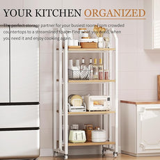 No Assembly Double-Sided Folding Bookshelf for Living Room, 4 Tier Collapsible Book Shelf for Home Office, Portable Bookcase Storage Organizer