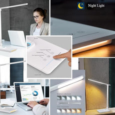 TECHNOVA LED Desk Lamp with 5 Color Temperatures | Sliding Stepless Dimming & One-Touch Timer | Foldable & Portable Design for Office/Study/Nail Art | USB Charging & Four-Axis Rotation for Small Desks
