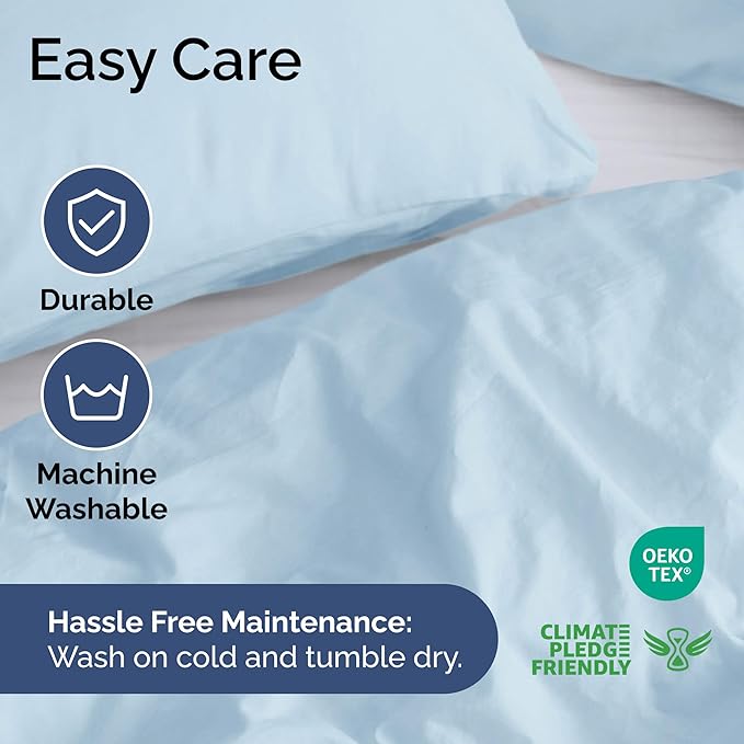 Duvet Cover Full Size Set - Extra Soft Full Size Duvet Cover 80 x 90 with 2 Pillow Shams - Hotel Luxury Easy Care and Fade Free w/Zipper Closures & Ties - Comfy Breathable Bedding Set (Light Blue)