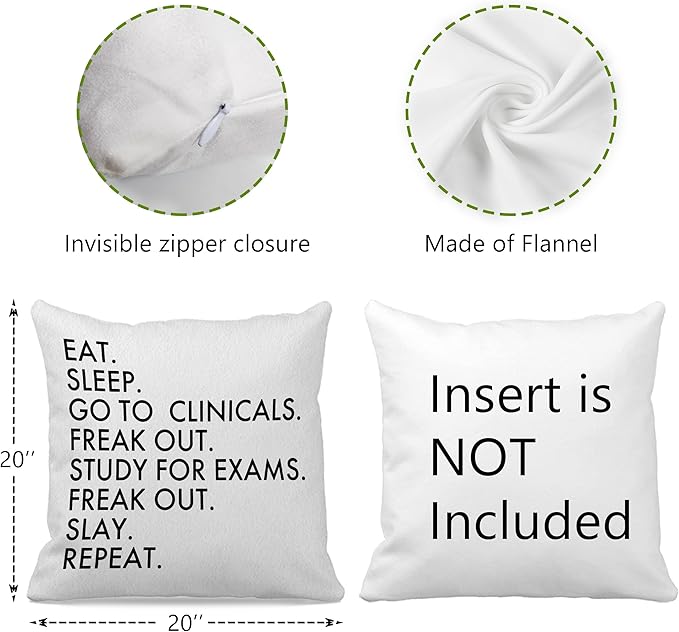 OFlich Nursing Student Pillow Cover - Nursing School gifts throw pillow covers 20″×20″, RN Gift pillowcase, nursing student gifts, nursing student gifts for women, funny nurse gifts, 718-ZBZ-WJ-01
