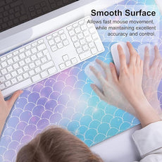 QIYI Large Desk Pad, Colorful Mouse Pad Desktop Decor, Waterproof PU Leather Desk Cover Protector, Desk Accessories for Office Home Work Writing Gaming 31.5