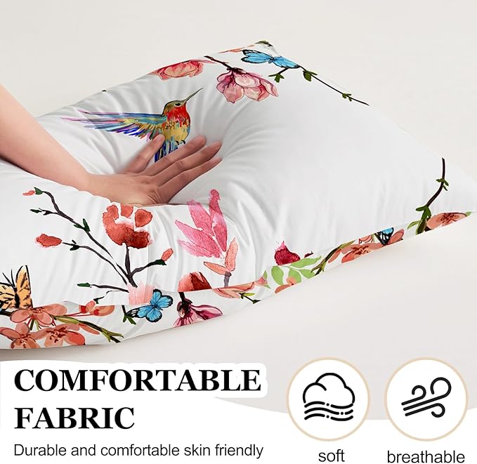Microfiber Body Pillow Cover with Hidden Zipper,Comfortable Fabric,Floral Print Pattern Body Pillow Case,Lightweight and Breathable,The Size is 20 "X 54"(01-Flower)
