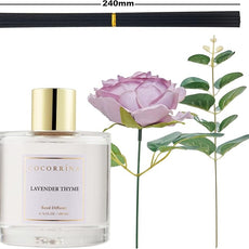 Cocorrína Flower Reed Diffuser - Lavender Thyme 6.7oz Scented Diffuser with Sticks Home Fragrance Essential Oil for Bathroom Shelf Decor (Artificial Flower)