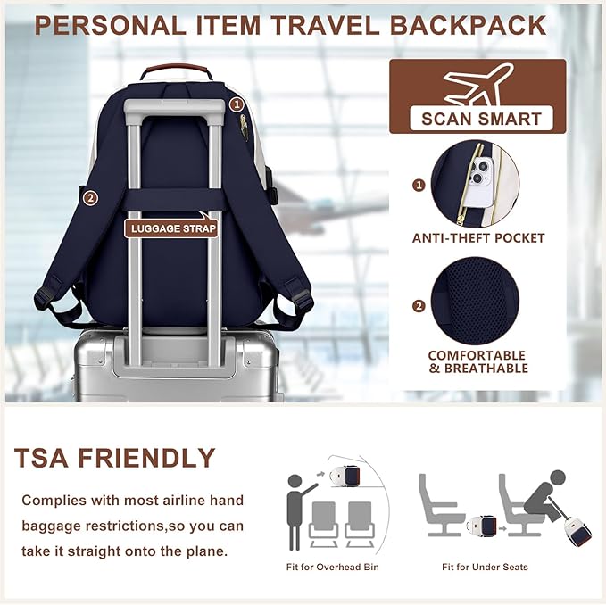 Laptop Backpack for Women Bookbag: 15.6 inch Work School Backpacks with Pouch Pocket for Large Capacity Cup & USB Charger College Book Bag Travel Business Nurse Teacher Bookbags Anti-theft Back Pack