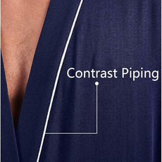 HOLOVE Men's Pure Cotton Bathrobe Lightweight Kimono and Hooded Spa Robes Soft Sleepwear