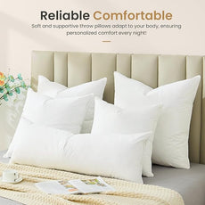 BHZ Euro Throw Pillow Inserts, 14x36 Down Feather Alternative Pillow Inserts Set of 2, Decorative Soft Large Square White Throw Pillows Insert for Couch Bed Dorm Sofa with Cotton Cover