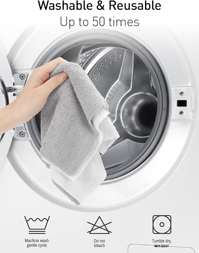 Fantasticlean Microfiber Cleaning Cloth Roll -75 Pack, Tear Away Microfiber Towels, 12" x 12", Reusable, Washable, Scratch Free, Ultra Absorbent Dishcloth for All-Around Cleaning Supplies (White)