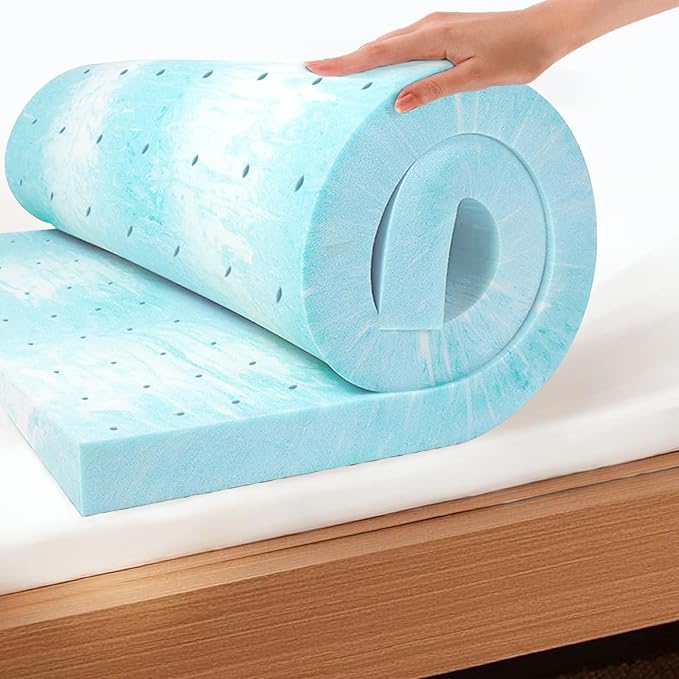 EGO Topper 2 Inch Queen Memory Foam Mattress Topper, Cooling Gel Foam Mattress Topper for Pressure Relief, Ventilated Design Bed Topper in a Box, CertiPUR-US Certified, 60"×80", Medium