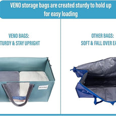 VENO 10 Pack Moving Bags, Christmas Storage Bins, Moving Boxes Alternative, Comforter and Blanket Storage Bags, College Dorm Packing Supplies, Foldable Heavy-Duty Tote (Shiny Light Blue, 10 Pack)