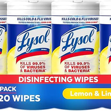 Lysol Disinfectant Wipes, Multi-Surface Antibacterial Cleaning Wipes, For Disinfecting and Cleaning, Lemon and Lime Blossom, Pack of 4 (Packaging may vary)